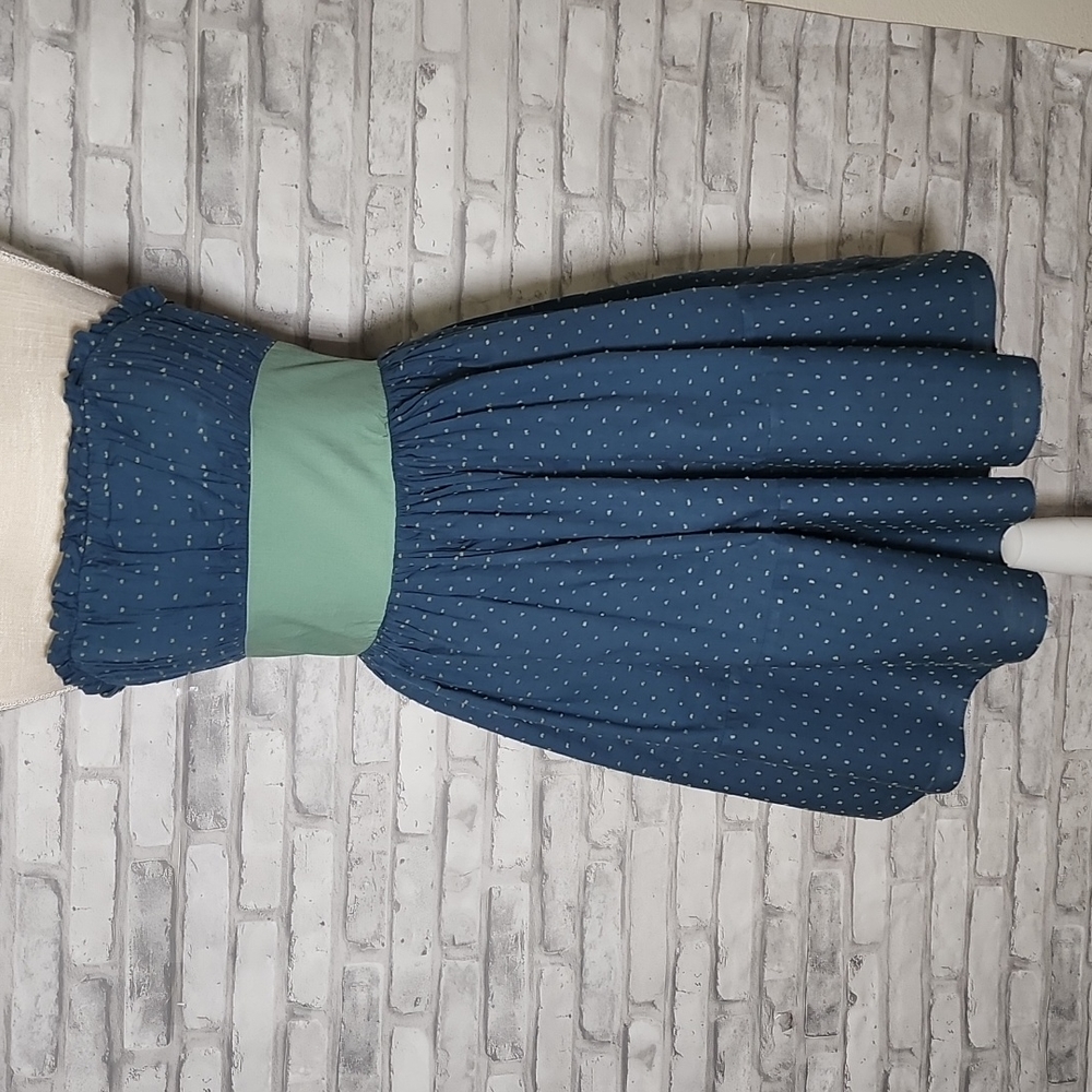 Betsey Johnson Vintage Blue Green Polka Dot Cupcake Cotton Dress